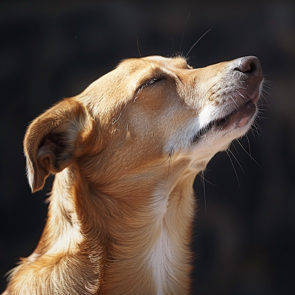 Dog holding in a sneeze
